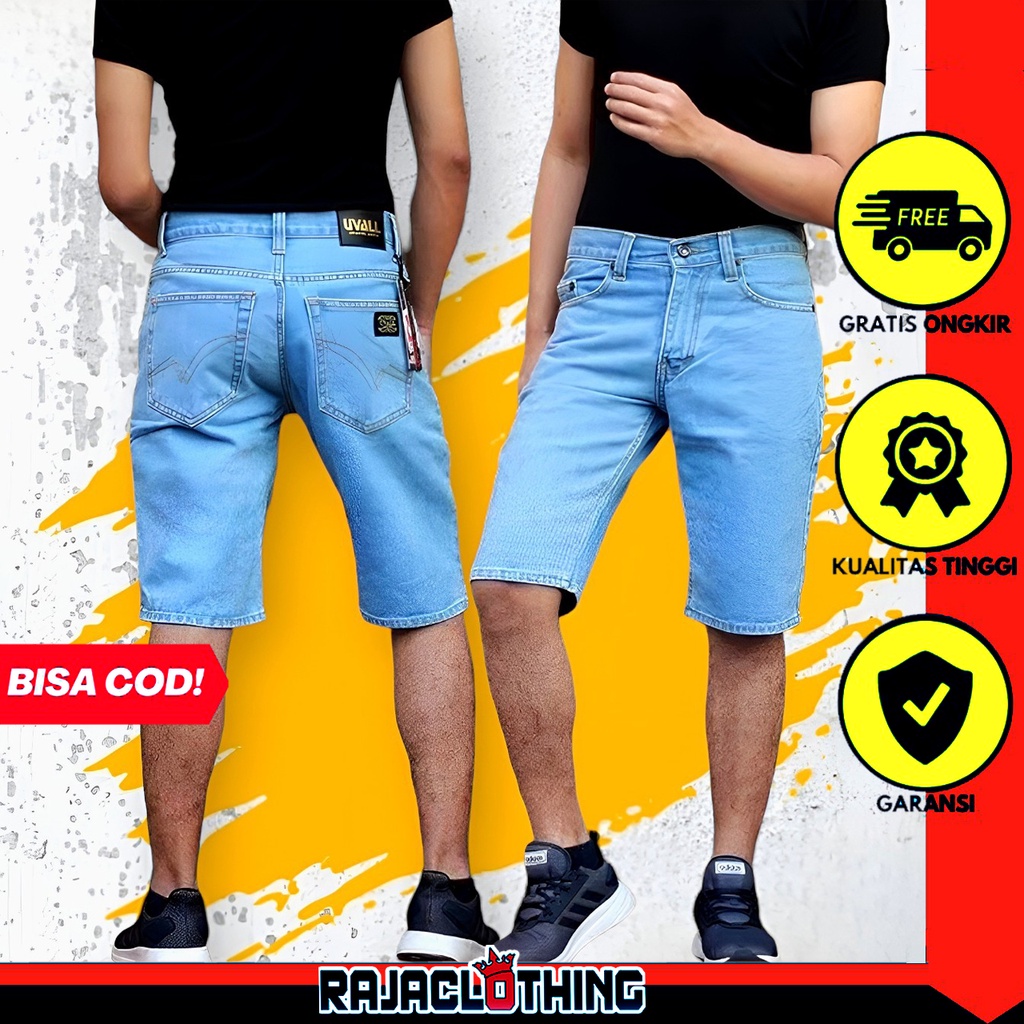 RCL - Celana Pendek Uvall Jeans Warna Bioblits Premium / Celana Jeans Pendek Uvall Original Pria ( 28 Sampai 38 )