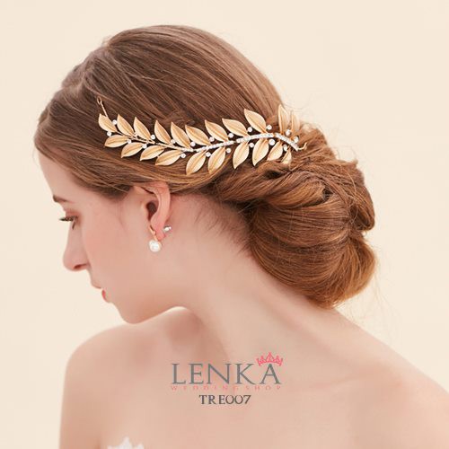 [PALING LARIS] AKSESORIS TIARA RAMBUT PESTA WEDDING GOLD PENGANTIN TRE007