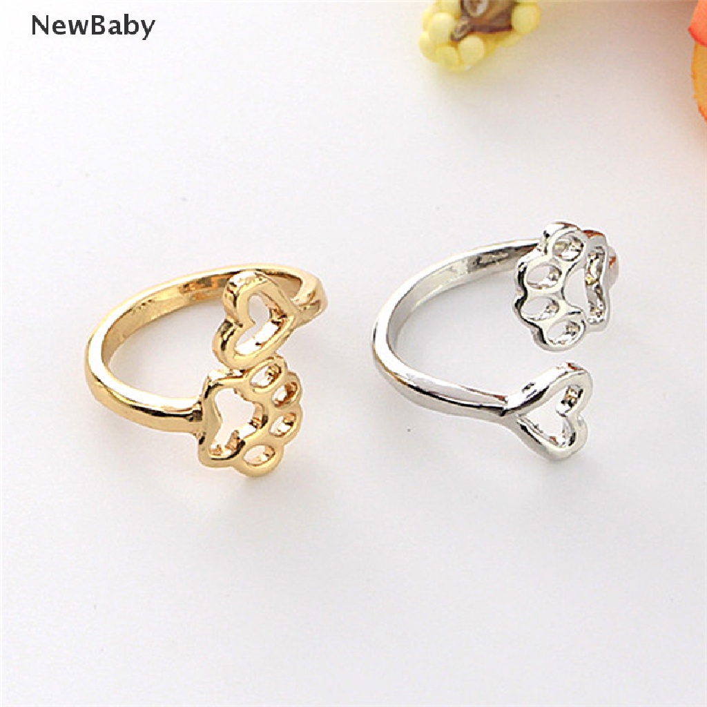 New Cincin Adjustable Motif Telapak Kaki Anjingtulisan Baby Always By My Heart Untuk Wanita