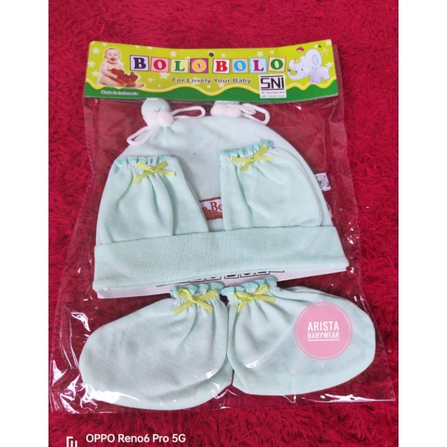 SNI BOLOBOLO - 1SET topi+Sartaki bayi polos bordil