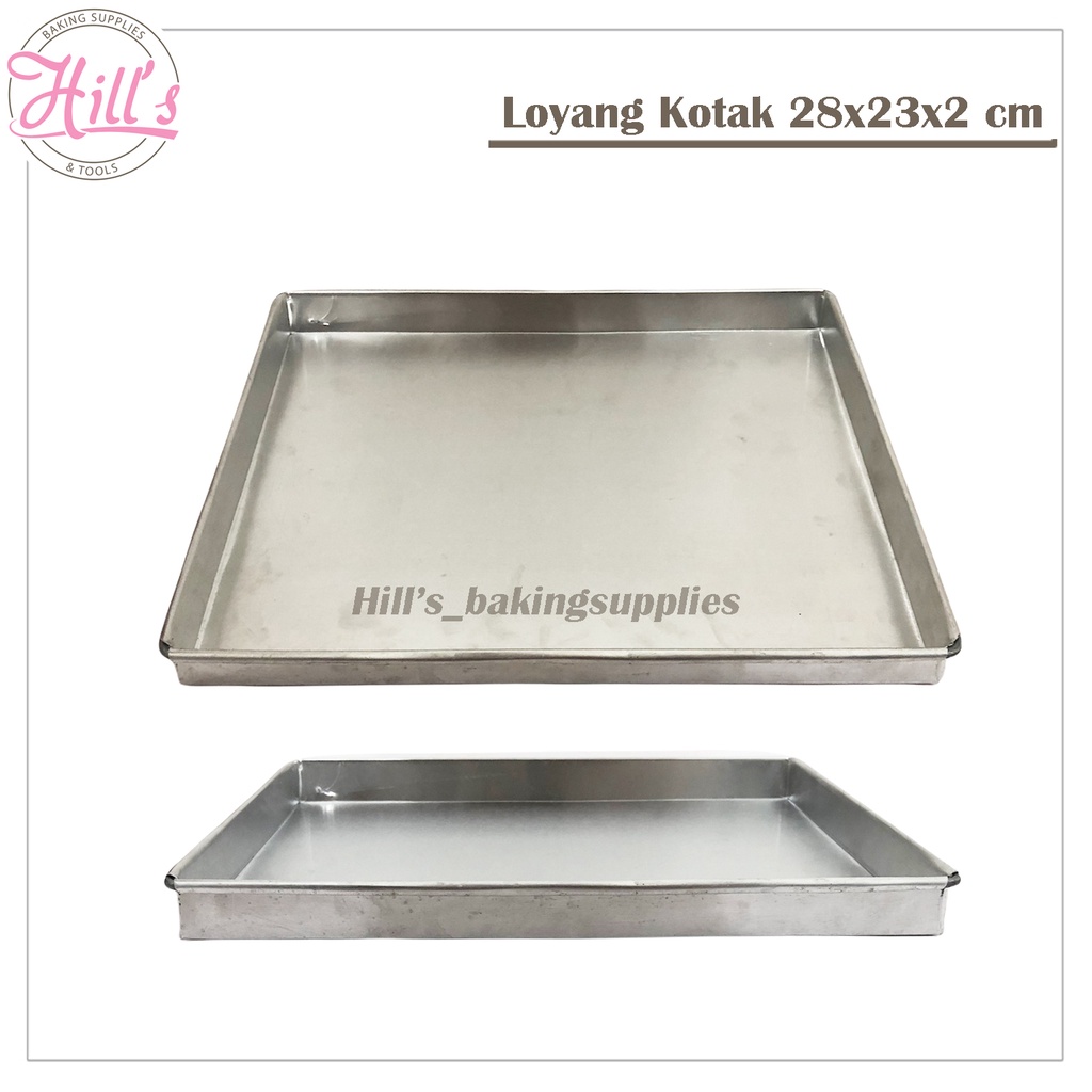 LOYANG KOTAK ALUMINIUM TEBAL 28X24X2 cm / 28 x 24 TINGGI 2cm / KUE KERING 2 cm