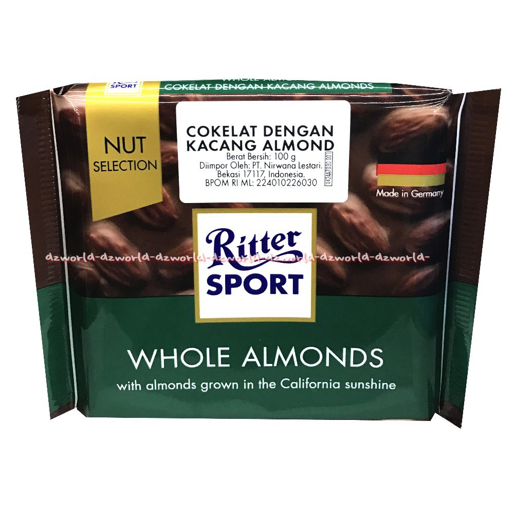 Ritter Sport Milk Chocolate White Whole Fine Extra Cornflake Whole Almonds 100gr Coklat Riter