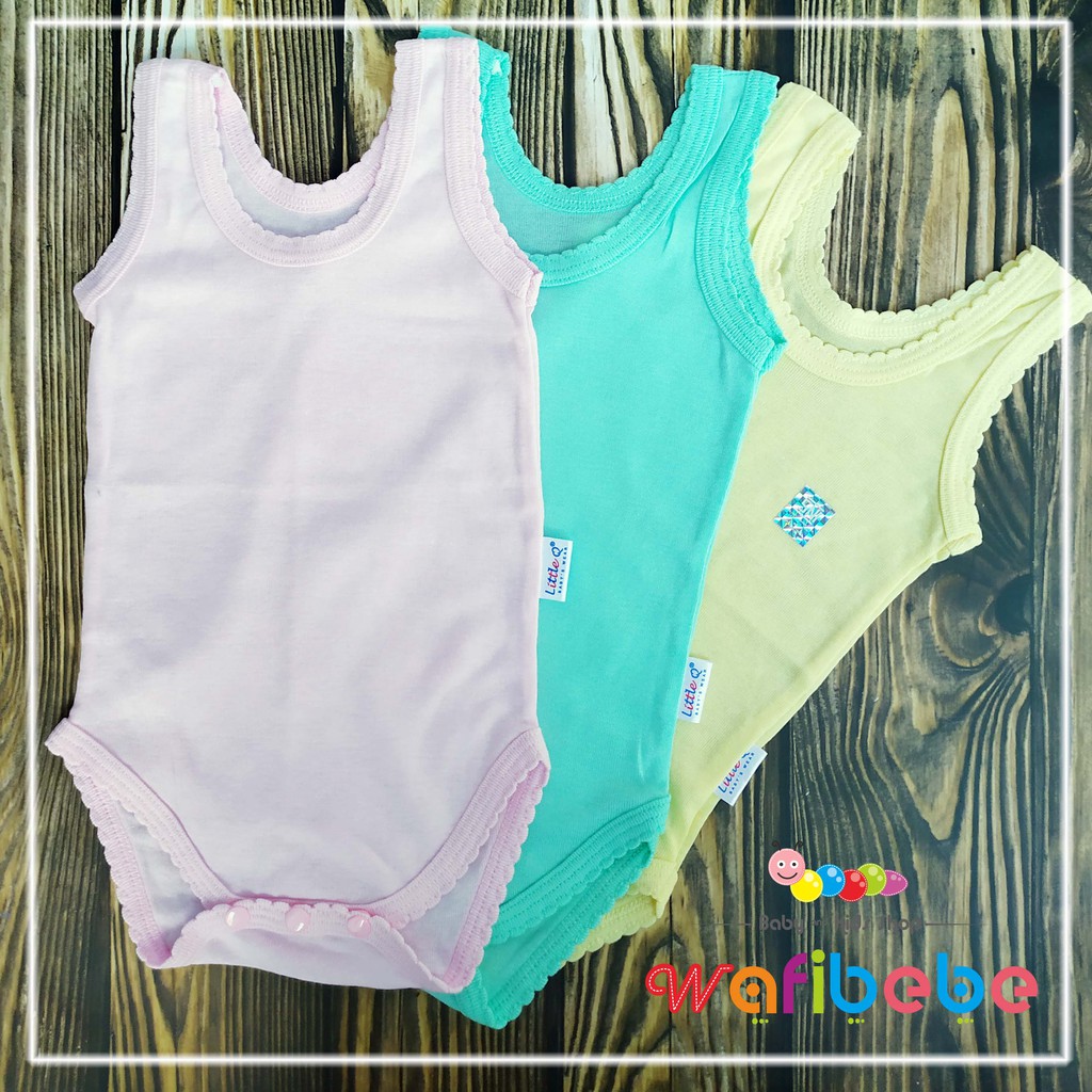 3 pcs Singlet Jumper Bayi Warna dan Putih Polos Little Q