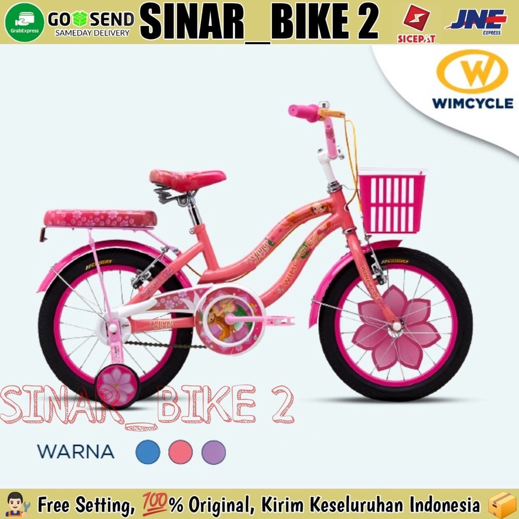 Sepeda Keranjang Anak Perempuan WIMCYCLE YUNA 16,18,&amp; 20 Inch