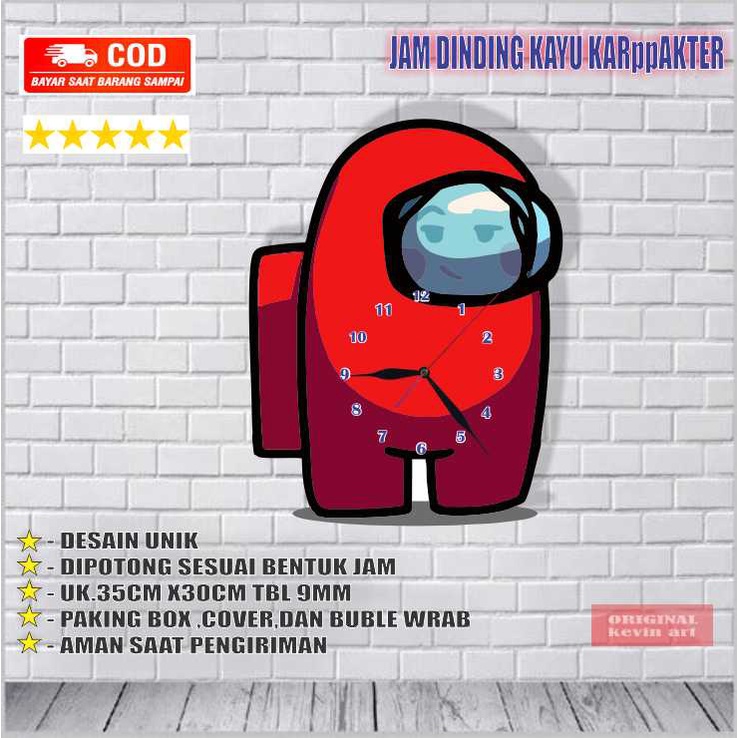 JAM DINDING KARAKTER AMONG US GAMING ANIMASI ANAK ANAK PAJANGAN DINDING TEMPEL TEMBOK MURAH TERBARU