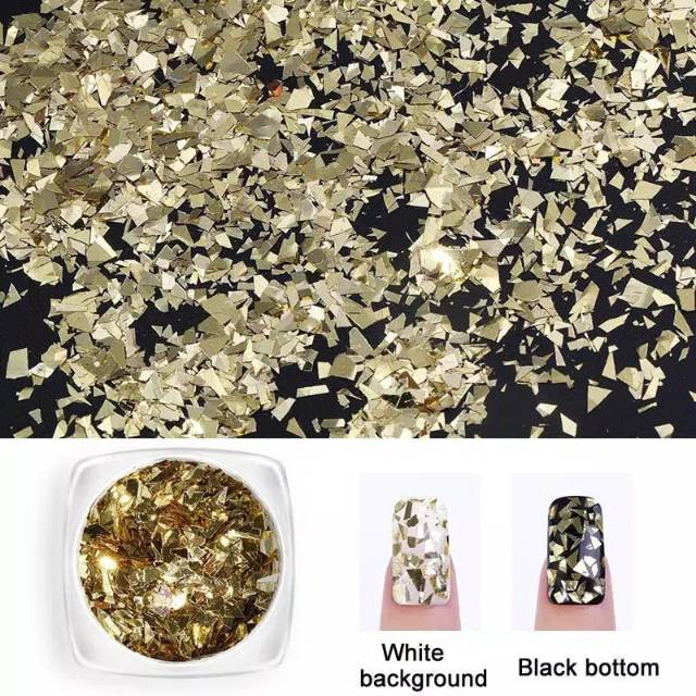 hiasan nail art kuku serpihan foil acrylic untuk hiasan kuku isi 6jar