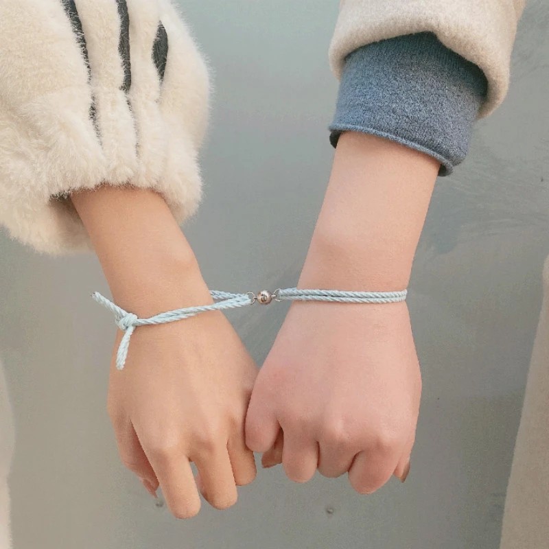 2 pcs gelang magnet/1 Pasang Gelang Couple Magnet Gelang Tali Couple Magnet Attract persahabatan