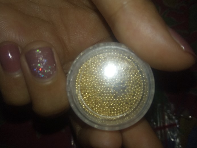 Manik-manik Bola Baja Mini 3d 1mm Warna Emas / Silver Untuk Nailart