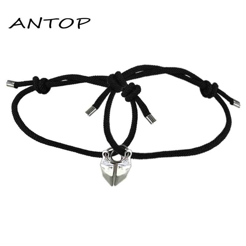 2 Pcs Gelang Couple Magnet Mahnet Hitam Dan Putih Cinta Batu Persahabatan Aksesoris ANTOP