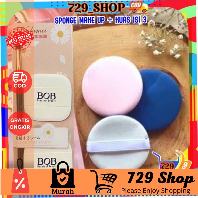 isi 2 Sponge + Kuas Set Make Up Impor Best Seller