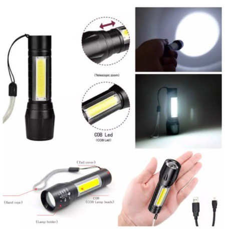 Senter Police SWAT 513 Zoom Mini + Led Samping