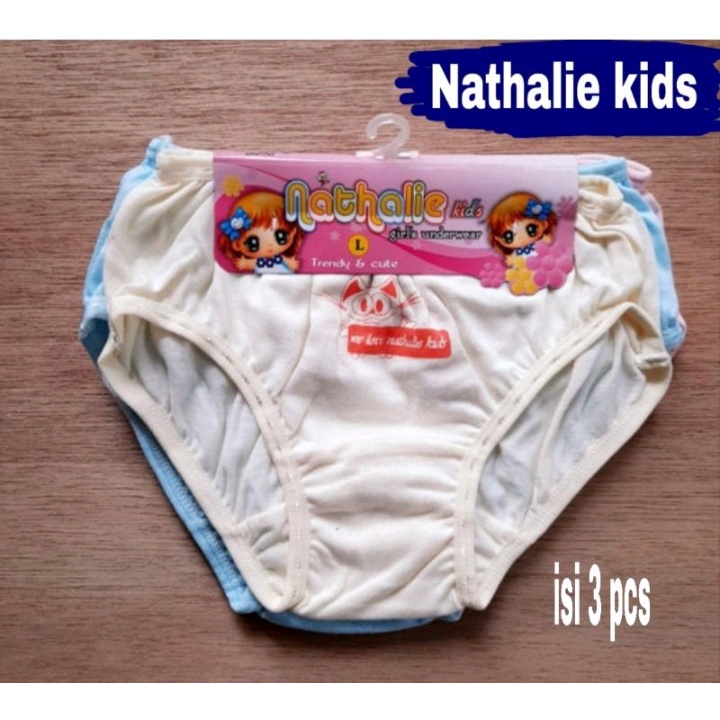 3pcs_ CD Nathalie kids celana dalam anak perempuan  ukuran L/ CD anak katun nathalie kids