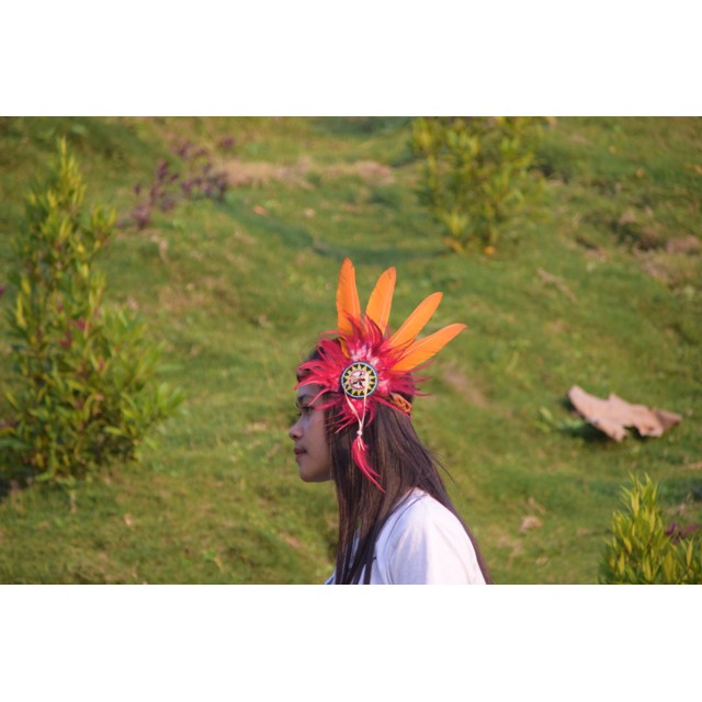 TOPI INDIAN-INDIAN HEADDRESS BANDO BULU ANGSA ORANGE