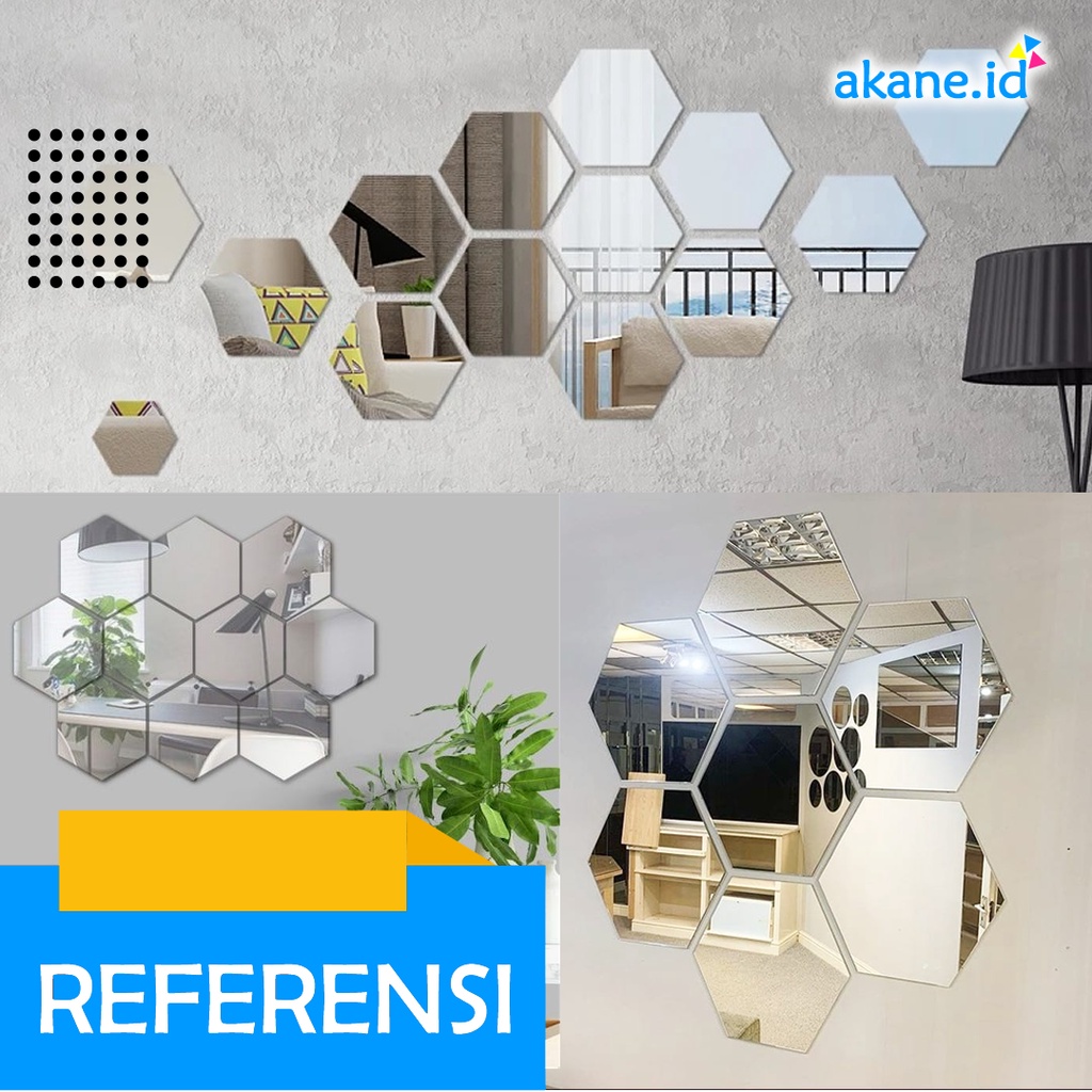 Kaca Cermin Dinding Tempel Hexagonal 16x14cm-7