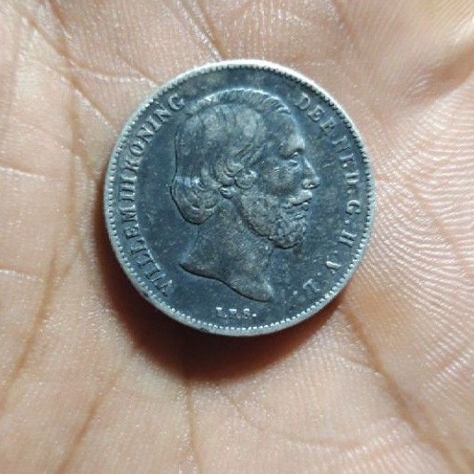 koin kuno 1/2 G 1864 willem III koning ancient silver coin