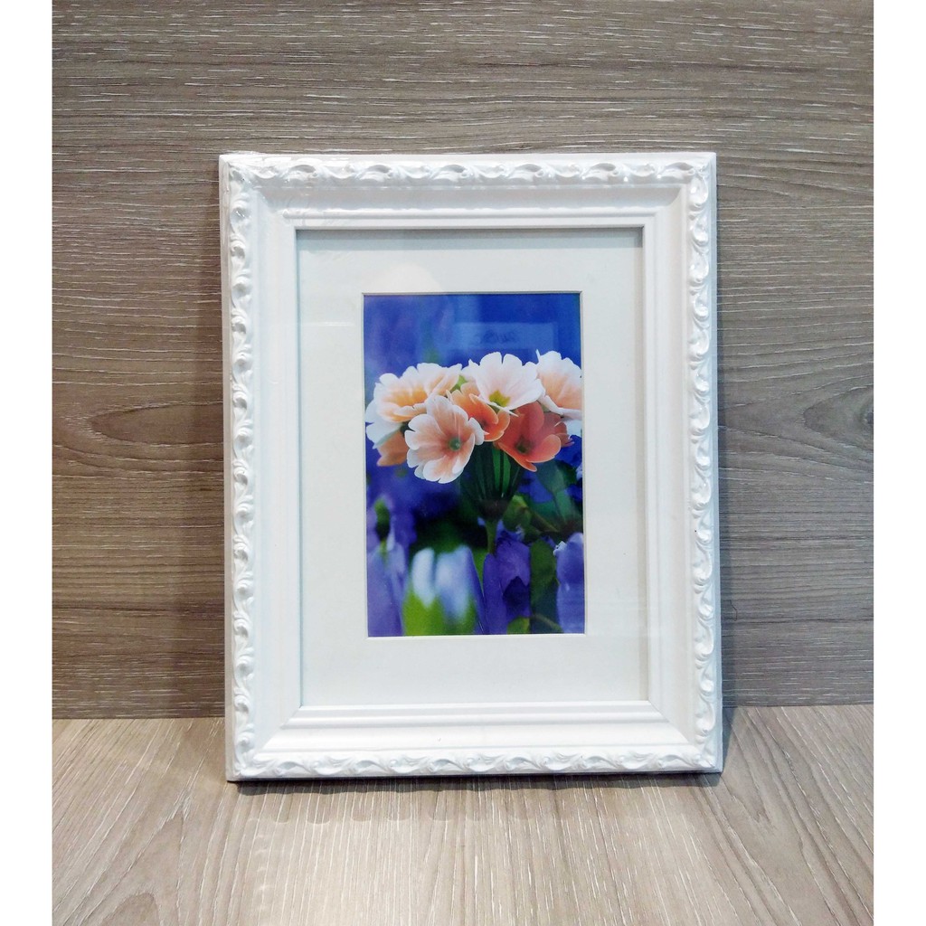 Bingkai Foto Kayu Ukir - Frame Foto Bahan Kayu Ukir 6R Warna Putih