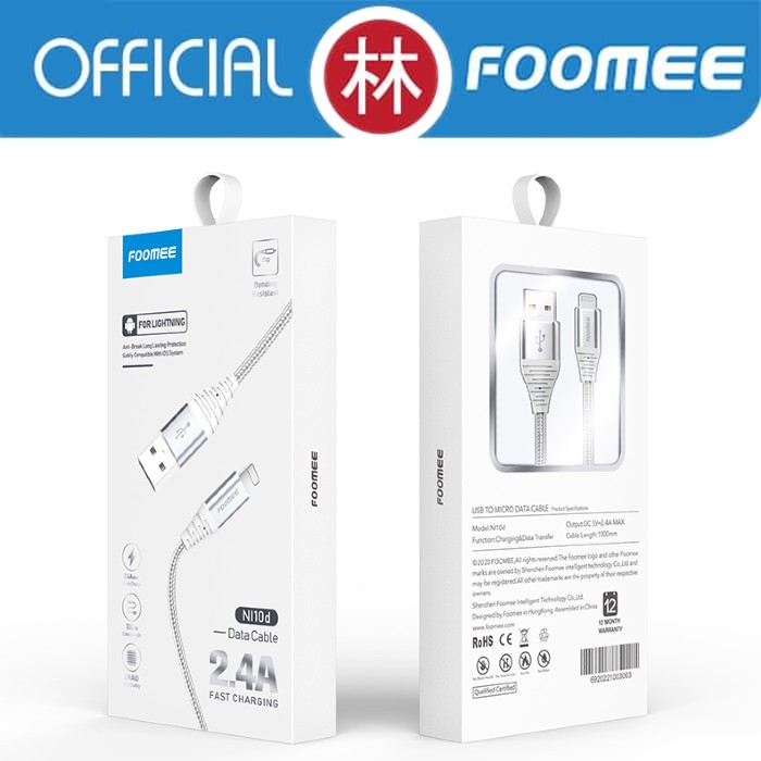 Foomee NI10D Data Cable Lightning Fast Charging 2.4A