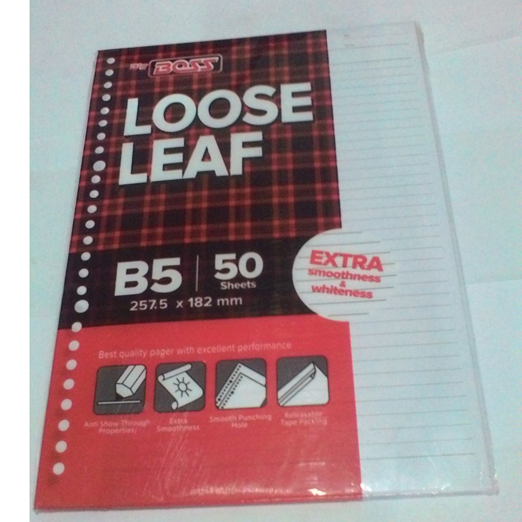 

Loose Leaf Big Boss B5-50 bergaris / isi kertas binder file perpak (50lmbr)