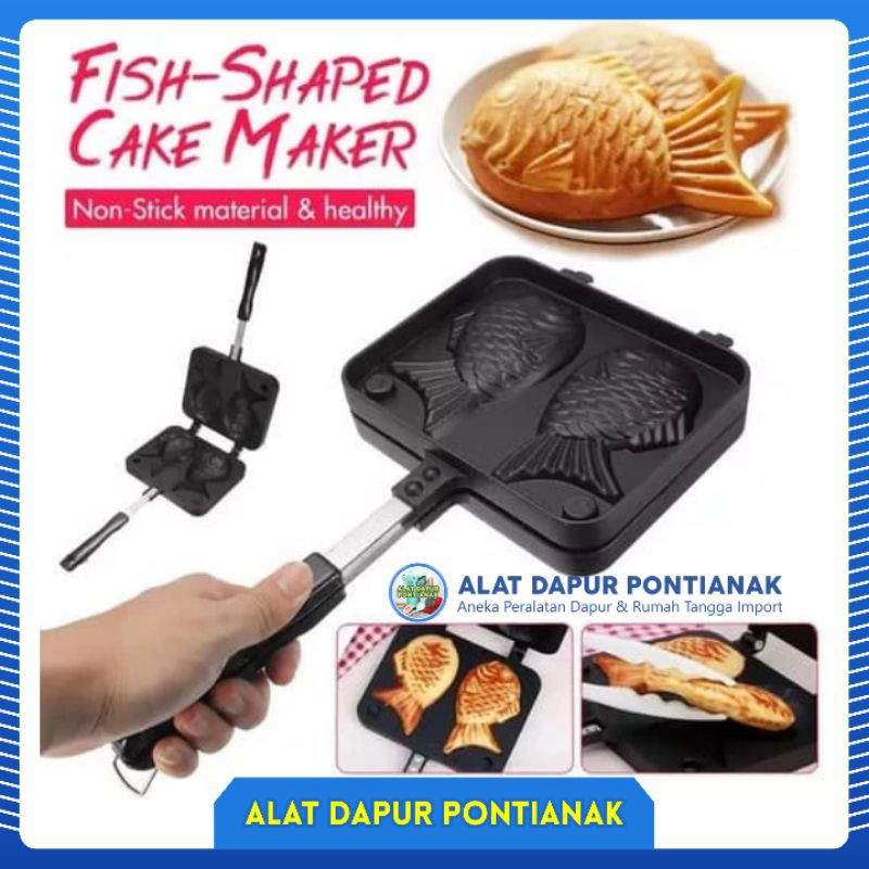 Taiyaki Maker Double Pan import Loyang Cetakan Ikan Bentuk Waffle Fish Teflon