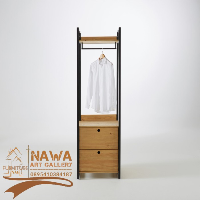 HIBA | Lemari Hias Industrial Terbuka Dengan Rak Gantungan - Wardrobe