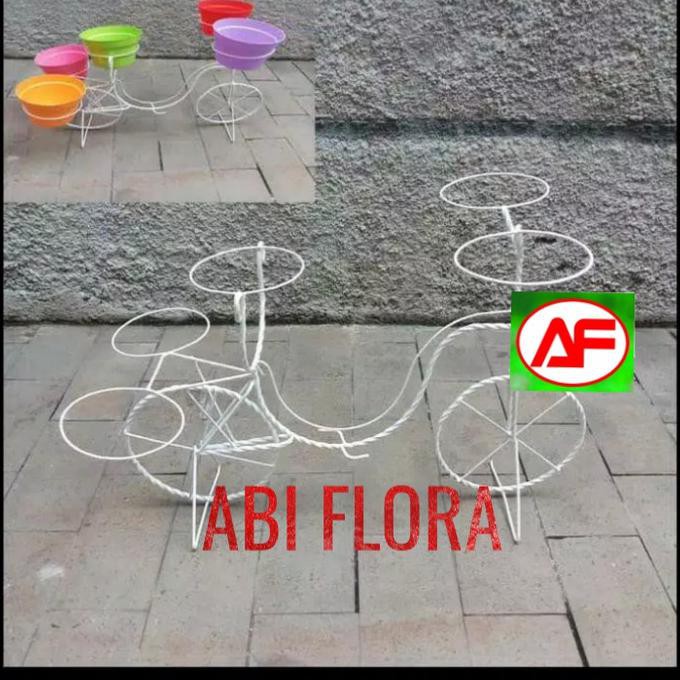 Rak Besi Sepeda Isi 5 Pot / Rak Pot Bunga / Rak Pot Model Sepeda Tataviolashop