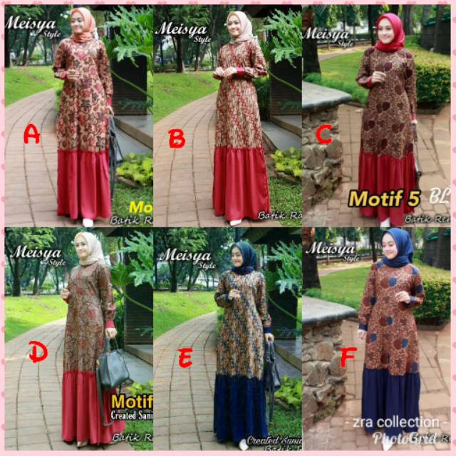 Gamis meisya style.LD 105-110& jumbo LD 120 PB 140.rempel bawah.batik Pekalongan