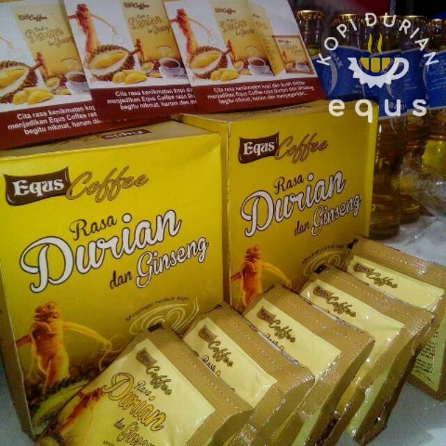 

Coffee EQUS kopi rasa durian dan gingseng 1 box isi 20 sachet