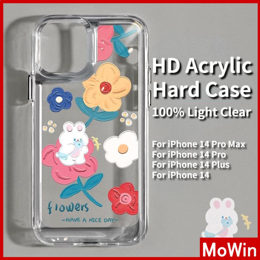 iPhone Case HD Acrylic Hard Case High Clear Metal Button Protection Camera Shockproof Painting Flowers Compatible with iPhone 14 Pro Max 14 Plus 13 Pro Max 12 Pro Max 11 XR 7Plus