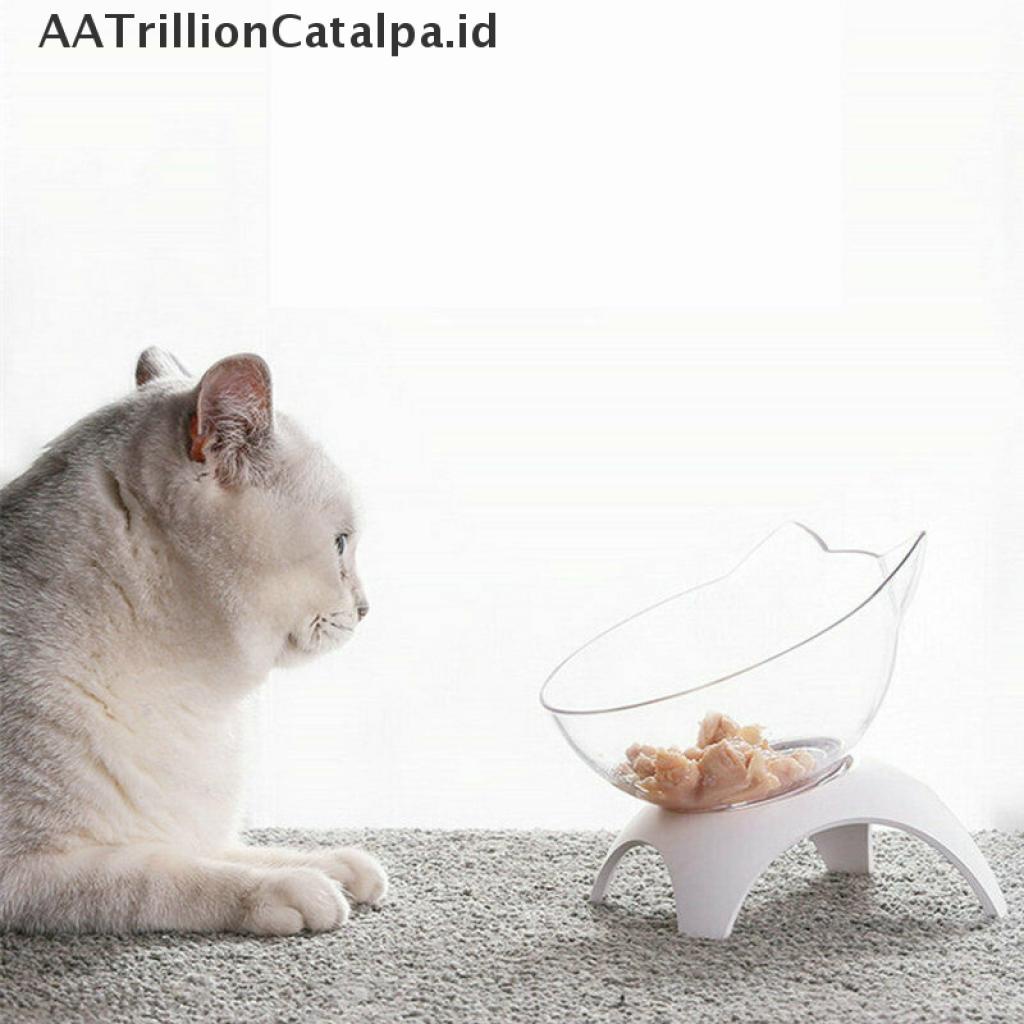 (AATrillionCatalpa) Sarung Tangan Anti slip 15°Mangkok Makan / Minum Miring Dengan Stand Untuk Anjing / Kucing