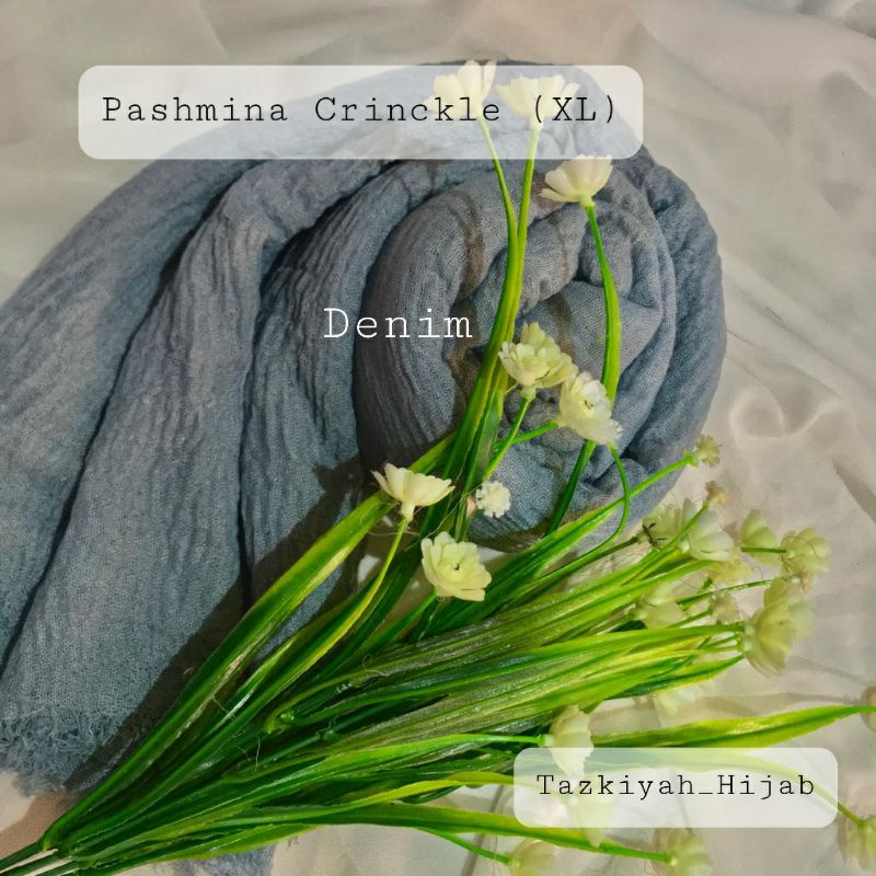 Pashmina Crinkle Shawl-Denim XL