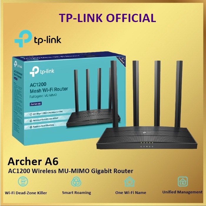 TP-Link Archer A6 AC1200 Wireless MU-MIMO Gigabit Tplink Router