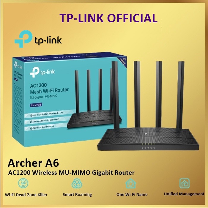 TP-Link Archer A6 AC1200 Wireless MU-MIMO Gigabit Tplink Router