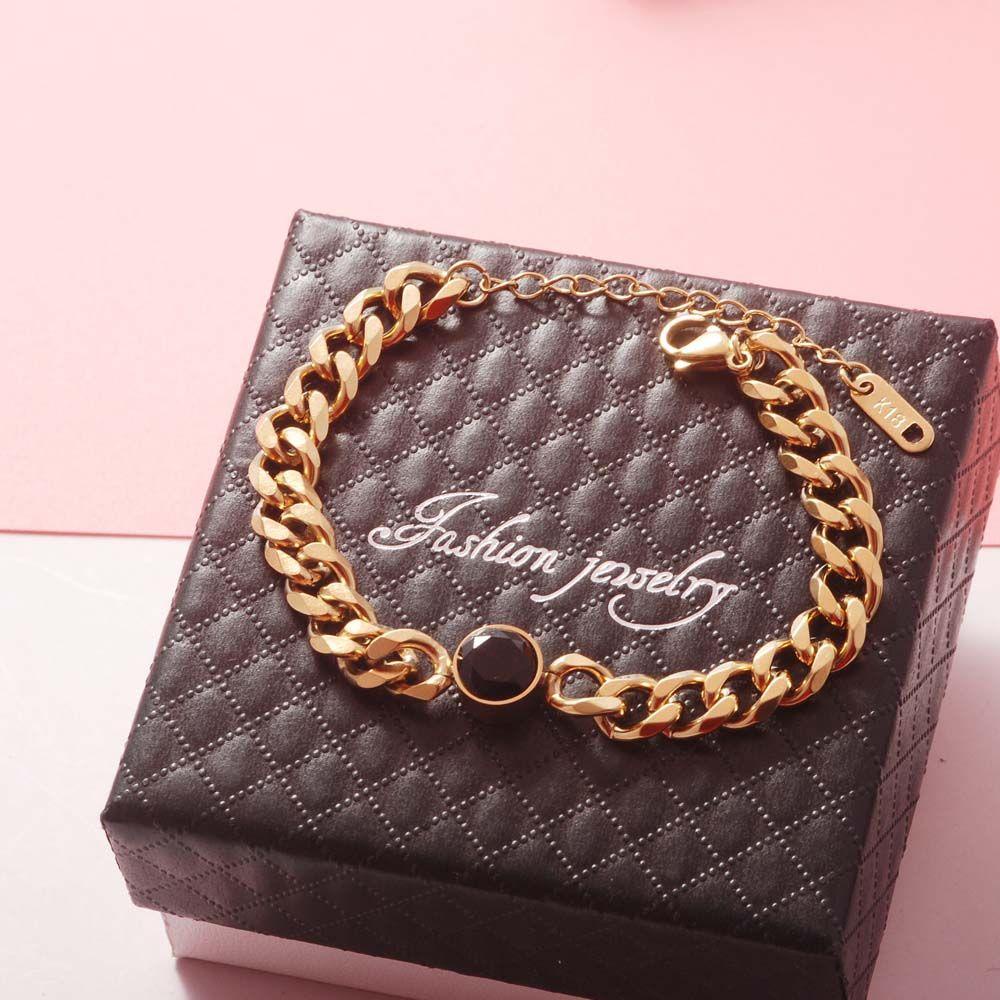 Mxbeauty Gelang Wanita Trendy Elegan Hiphop Hitam Kristal Punk Unisex Fashion Perhiasan