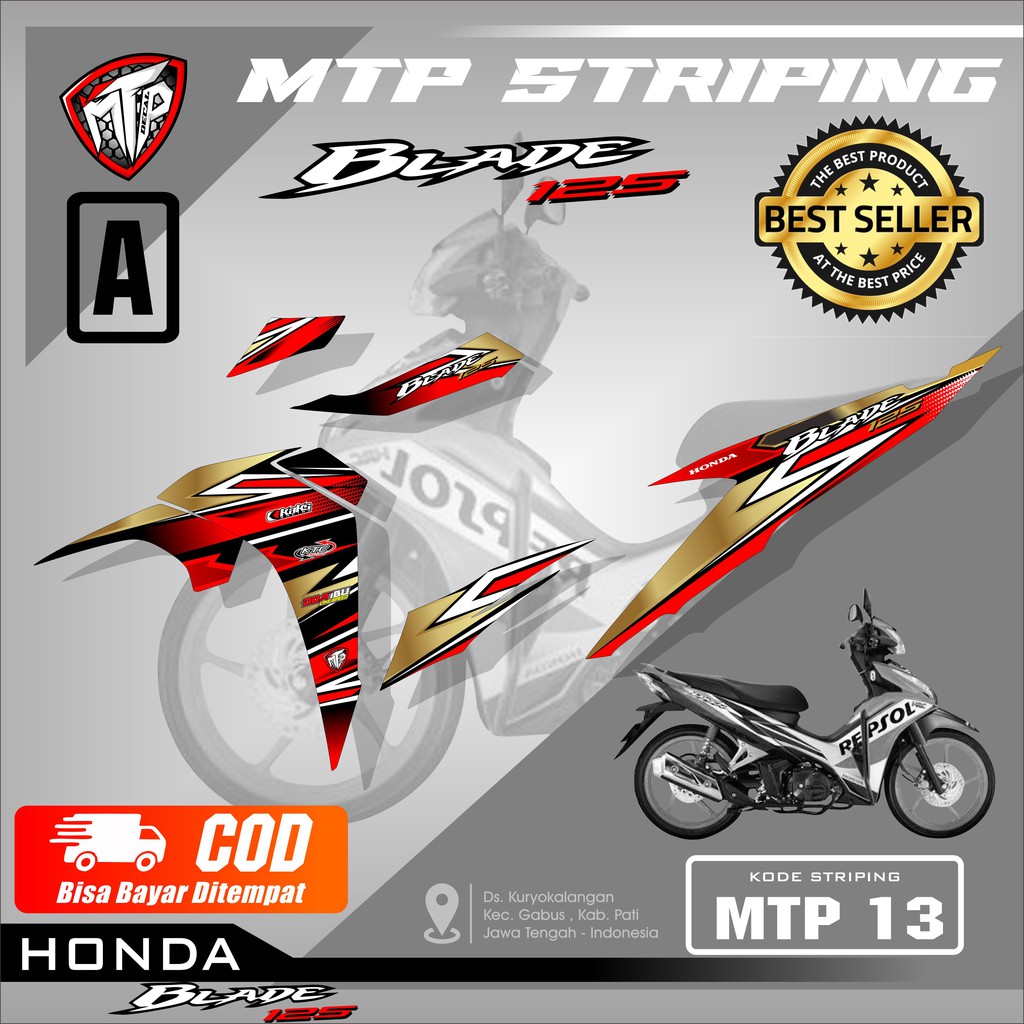 (PALING DICARI)Sticker Striping Variasi Blade 125-Striping Motor Honda Blade 125 Motif Grafis MTP013
