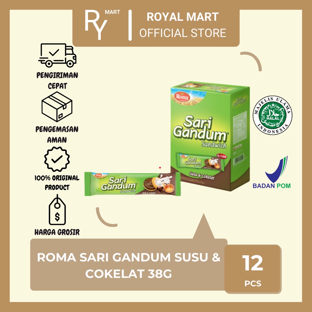 

Roma Sari Gandum Coklat 38g x 12 pcs