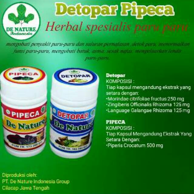 

Berkualitas! Obat Asma/Sesak Nafas Ampuh Herbal De Nature - Pipeca + Detopar Asli