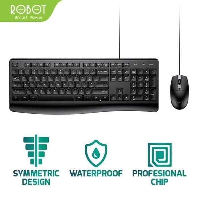 PAKET KEYBOARD DAN MOUSE COMBO - ROBOT WIRED DESKTOP COMBO KM2500 ORI