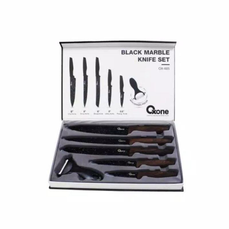 pisau set black marbel Oxon Ox-605