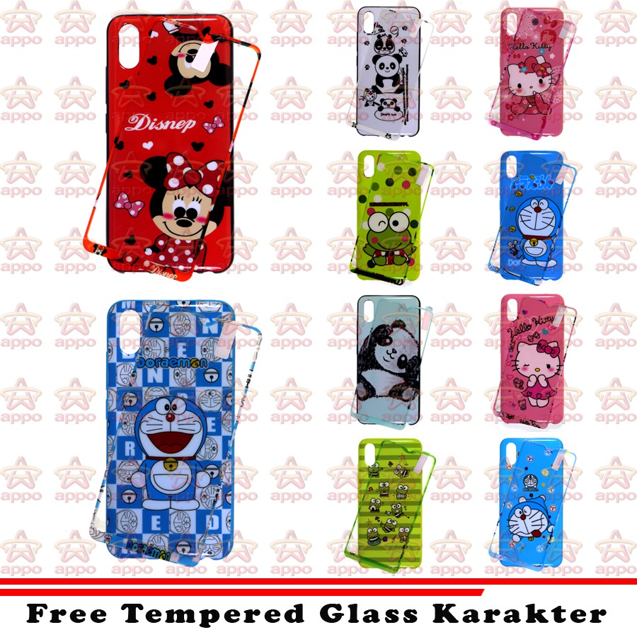 Xiaomi Redmi 9a Soft Case 360 Karakter Boneka Cewek Gaul + Tempred Glass karakter