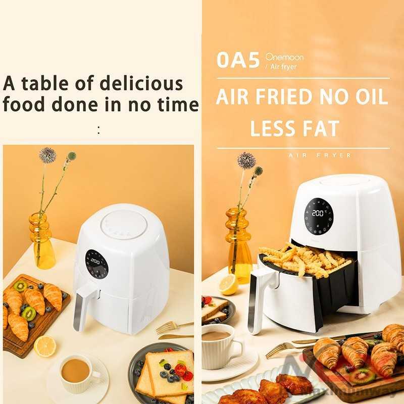 Onemoon Pengorengan elektrik tanpa minyak goreng Air Fryer Mesin wajan gorengan Tanpa Minyak 3.5L tenaga listrik Onemoon OA5 Air Fryer White 3.5L large high-capacity Cooker non-stick cookware Electric digital oven Household Large Capacity Automatic