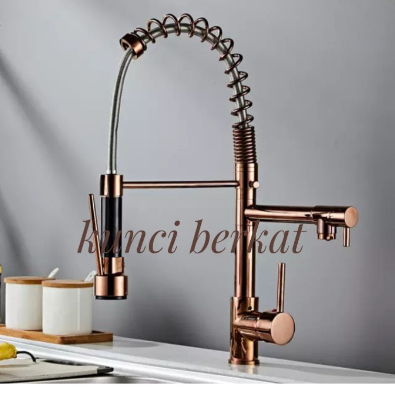 Kran Cuci Piring Tarik Rose Gold/Kran Angsa/Keran Cuci Piring/Kran Kitchen Sink