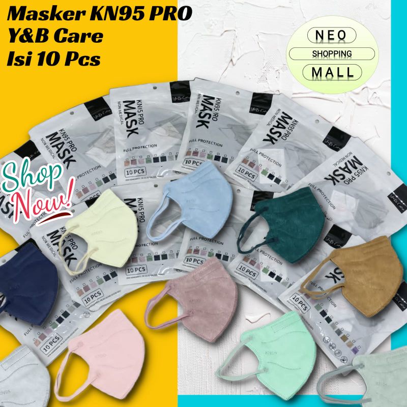 Masker KN95 Pro Y&B Care 5D Protrection isi 10pcs , Masker KN95 Y&B Care Pro isi 10pcs