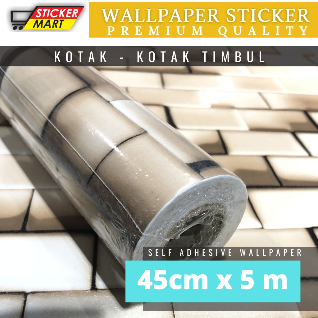 Stiker Wallpaper murah Batu Bata cream 3D effect timbul 5m