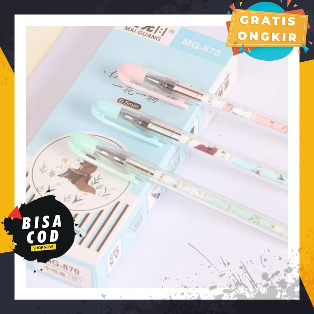 

BISA COD Ball Pen Pena Pulpen Pen unik Lucu SLim Mai Guang Mg-872 0.5mm 12Pcs 2020