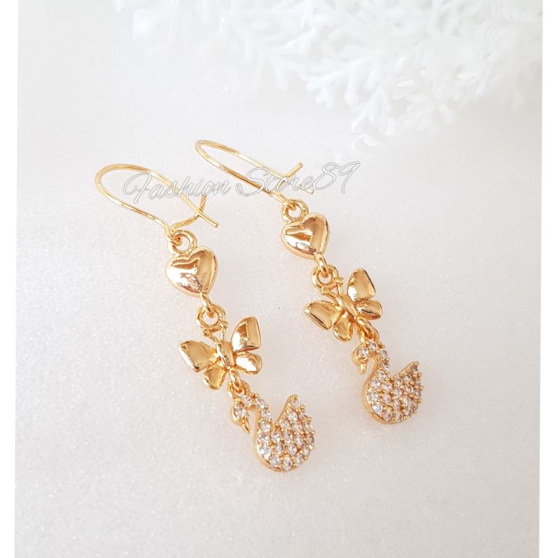 Anting Jurai Panjang Pita Tingkat Impor Fashion Yaxiya Xuping Perhiasan impor lapis emas 18k Bestquality premium