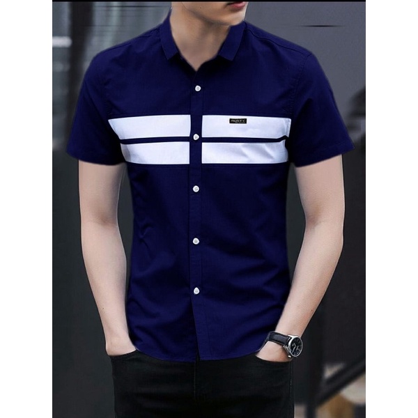 Kemeja Pria Cowok Lengan Pendek Hem Cowok Slimfit Rusty Fashion Casual