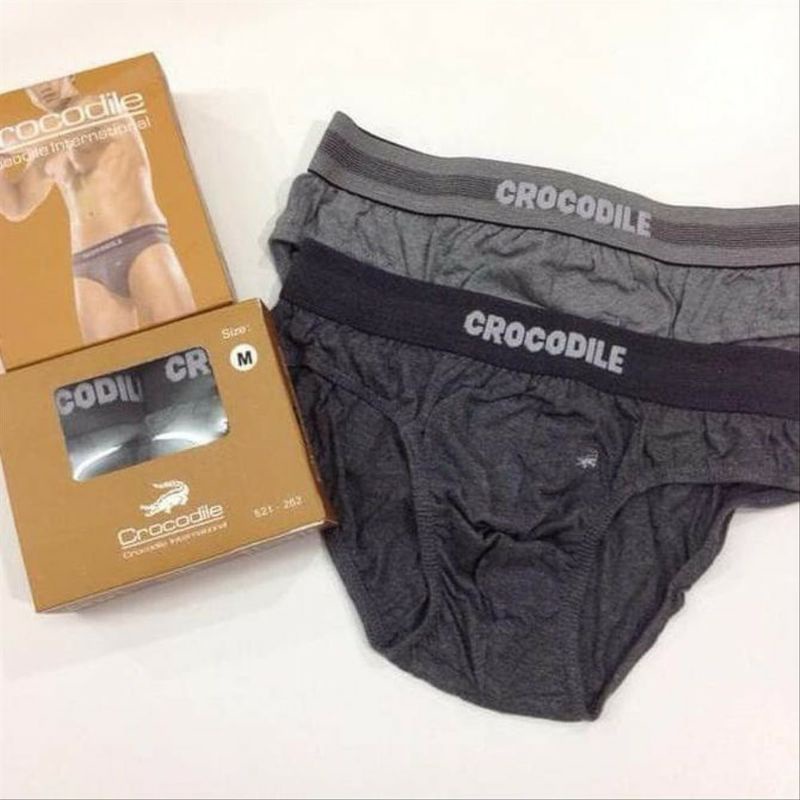 1 box 2 pcs sempak pria katun crocodile karet boxer size M, L, XL