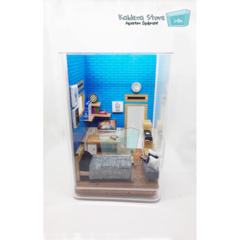 Aquarium Kamar Kost Ikan Cupang Tema Biru