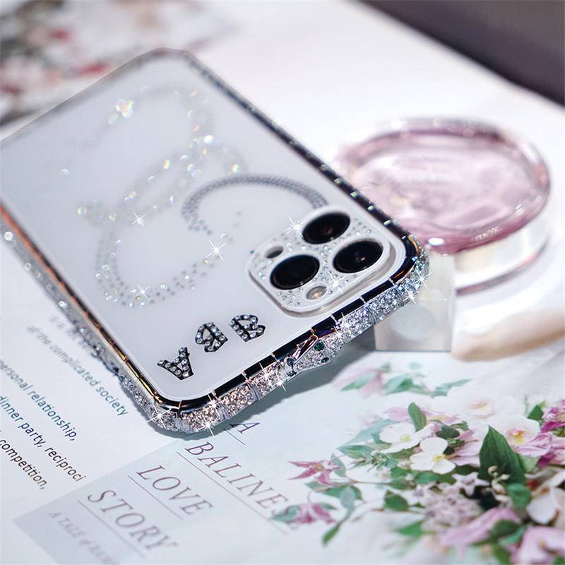 Case Bumper Metal Shockproof Hias Kristal Berlian Imitasi Glitter Untuk iPhone 13 12 11 Pro MAX X XS MAX XR