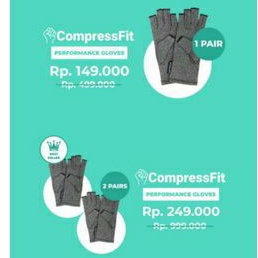 Compressfit original Sarung tangan kesehatan anti pegal half finger glove sports gym sepeda motor